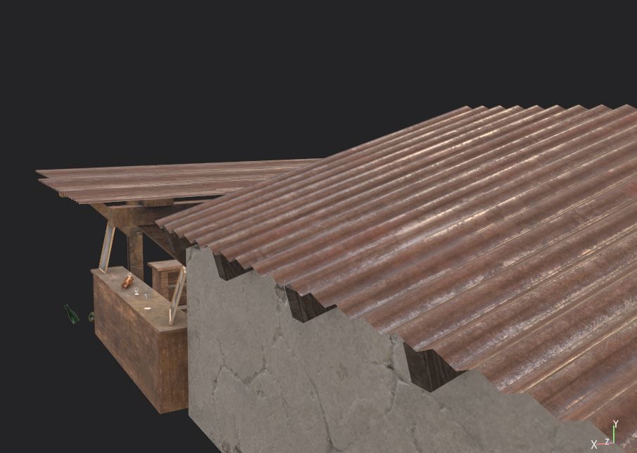 Old modular beach bar Low-poly 3D model_7