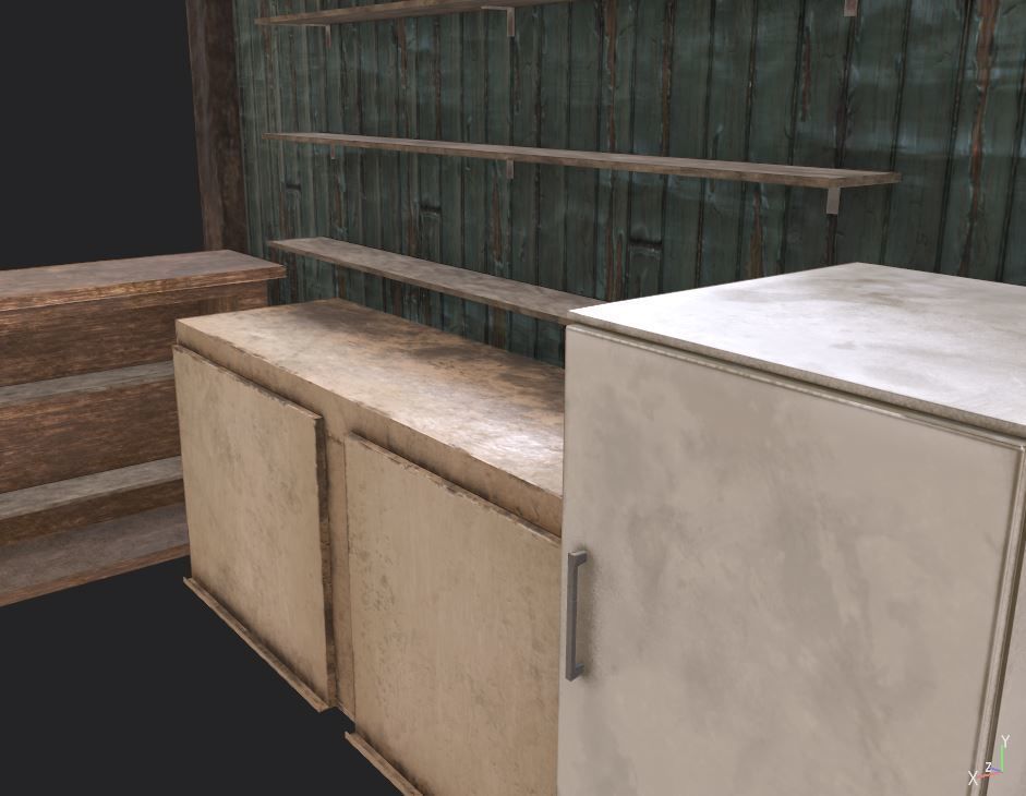 Old modular beach bar Low-poly 3D model_4