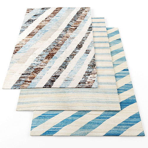 Rugs-509 three rugs with stripes Low-poly 3D model