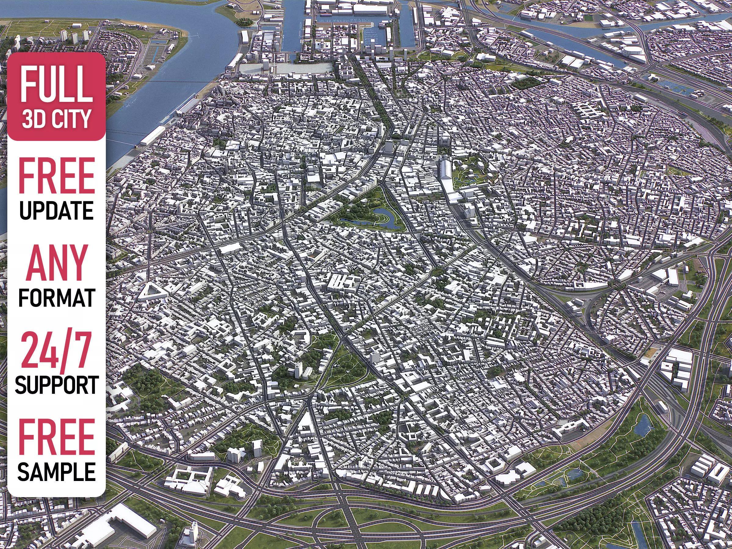 Antwerp - 3D City Model Low-poly 3D model_0