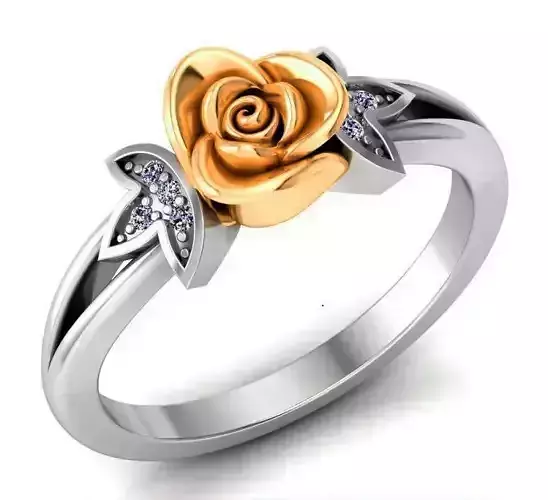 Rose Ring Flower with stones 11