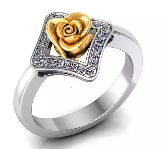 Rose Ring Flower with stones 12