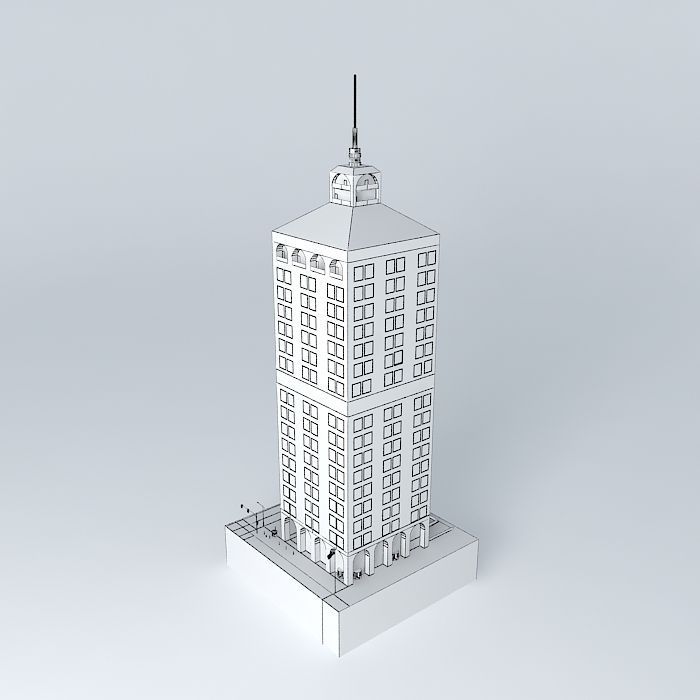 Orange Brick Skyscraper Free 3D model_4