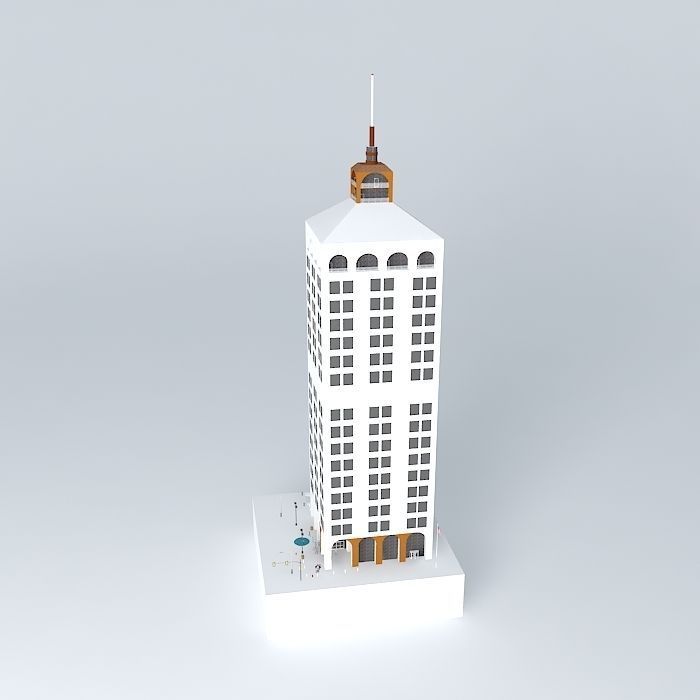 Orange Brick Skyscraper Free 3D model_2