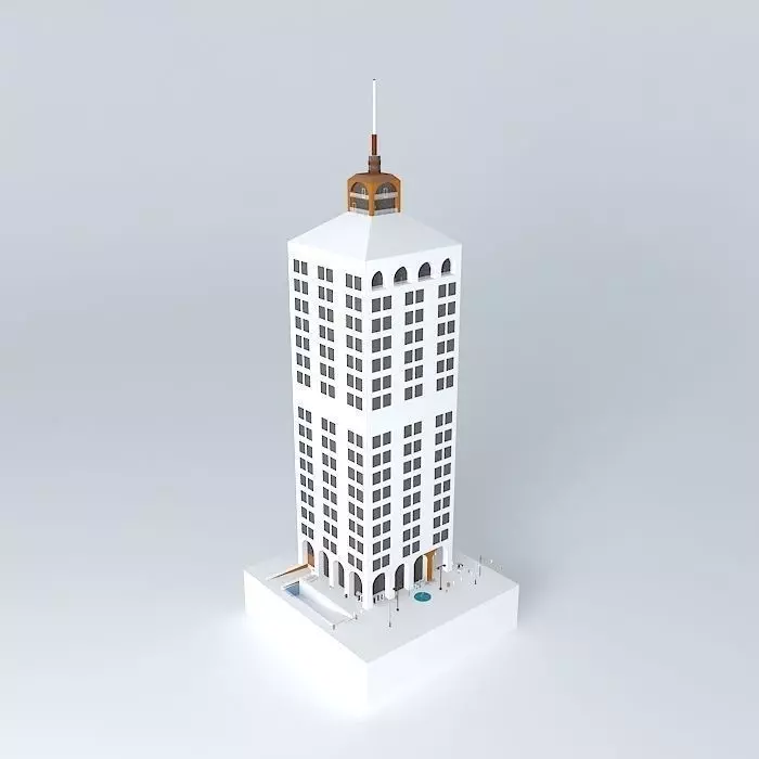 Orange Brick Skyscraper Free 3D model_0