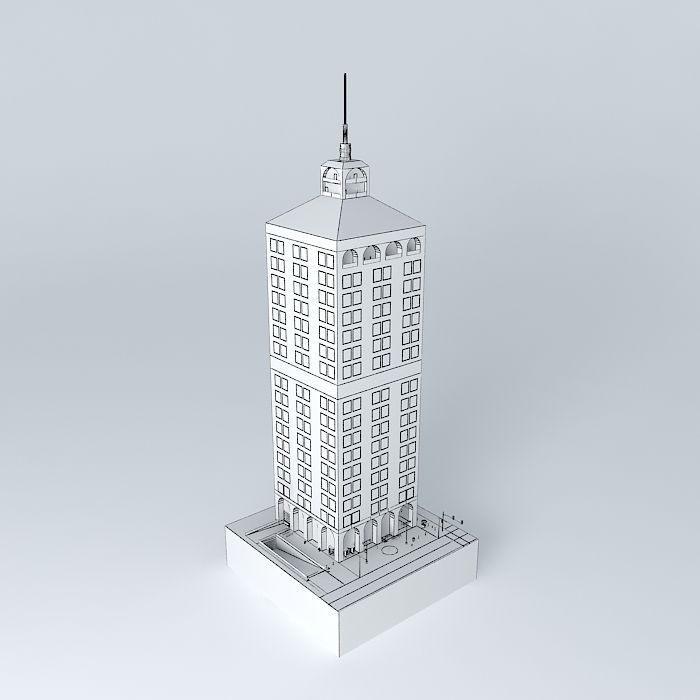 Orange Brick Skyscraper Free 3D model_3