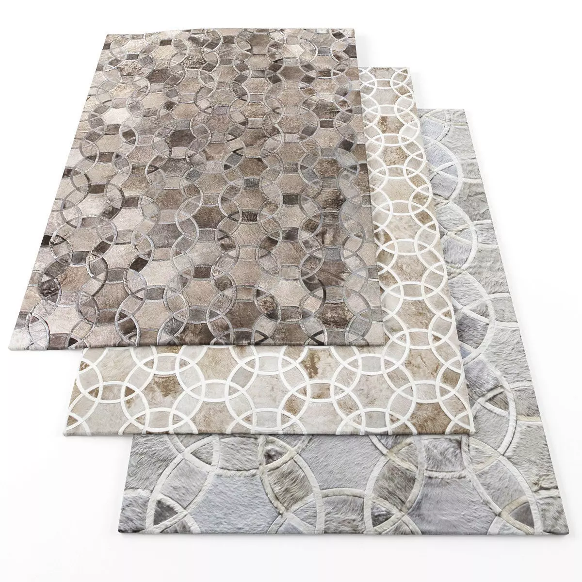 Rugs-517 three rugs with geometric patterns Low-poly 3D model_0