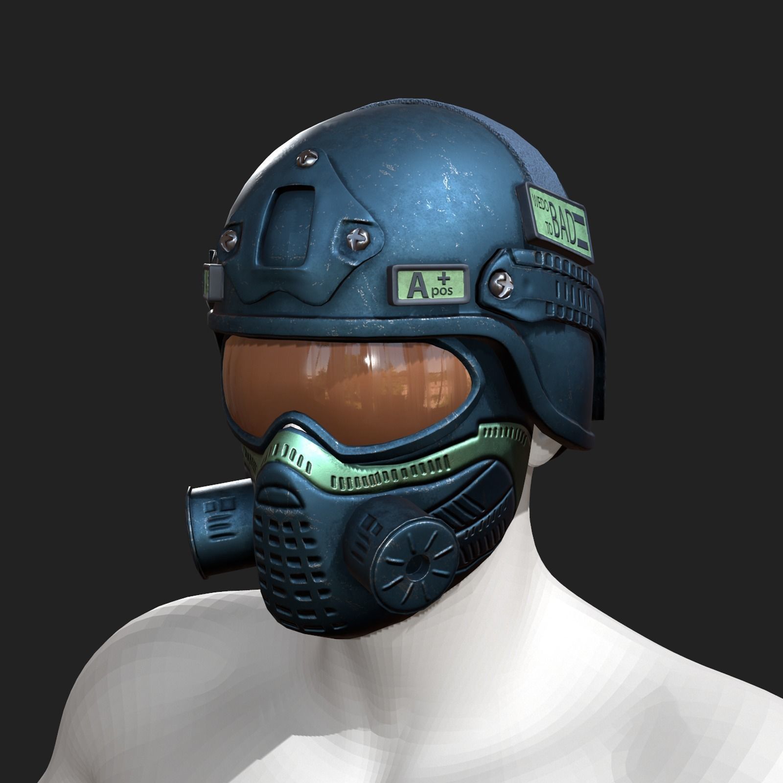 Helmet scifi combat military fantasy Low-poly 3D model_4