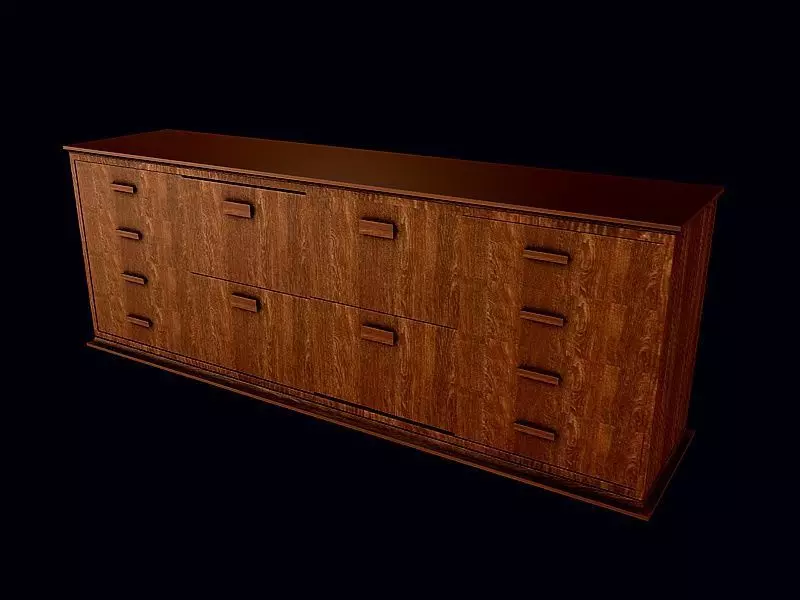Console 2 wooden chest of drawers 3D model_0