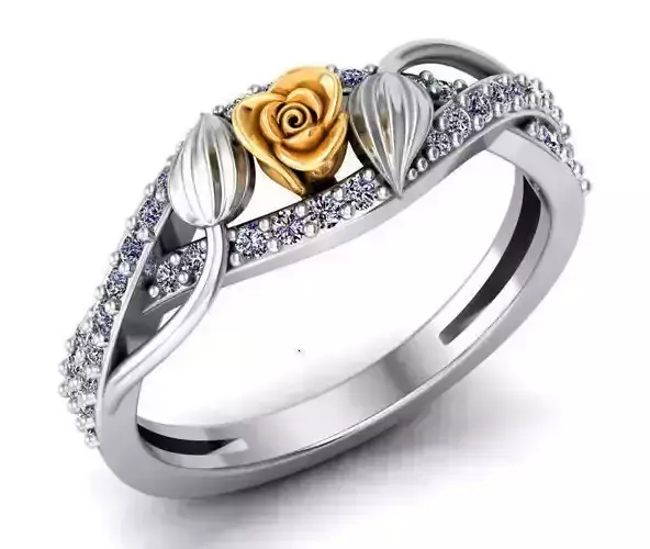 Rose Ring Flower with stones 14