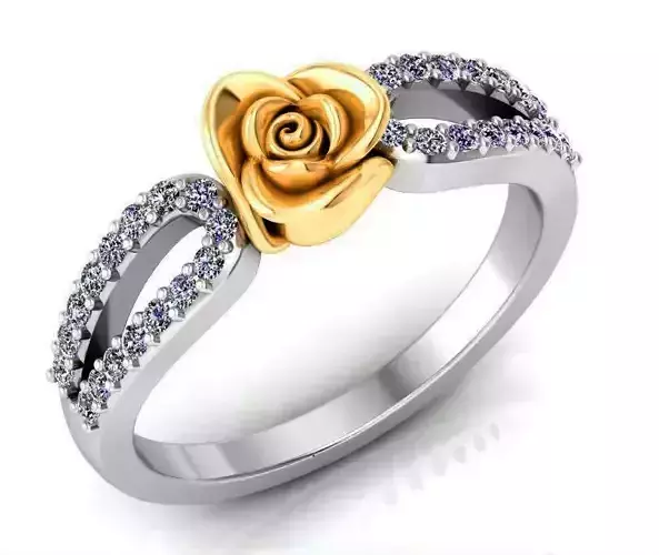 Rose Ring Flower with stones 15