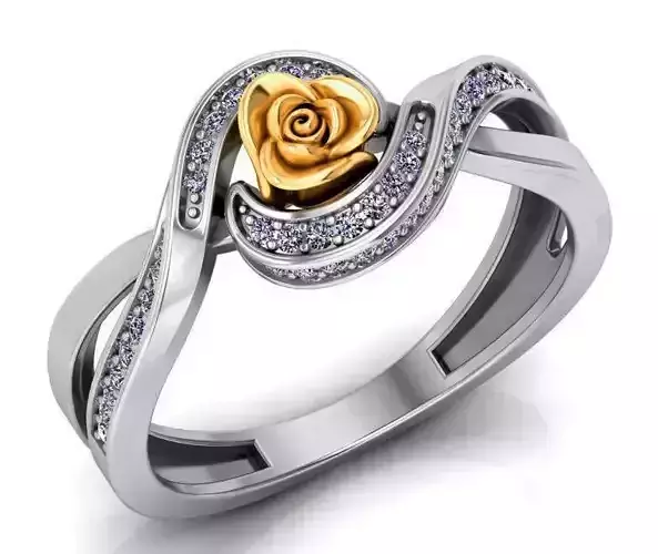 Rose Ring Flower with stones 16