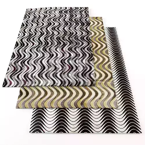 Rugs-522 three rugs with wavy patterns