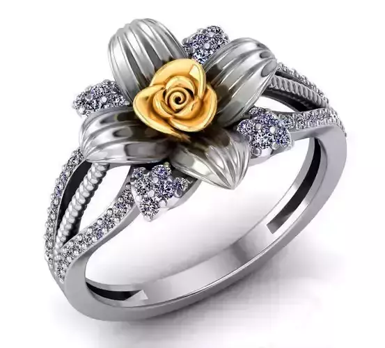Rose Ring Flower with stones 18