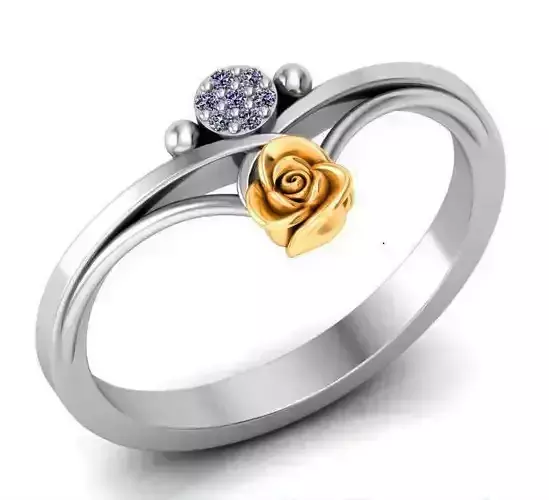 Rose Ring Flower with stones 19