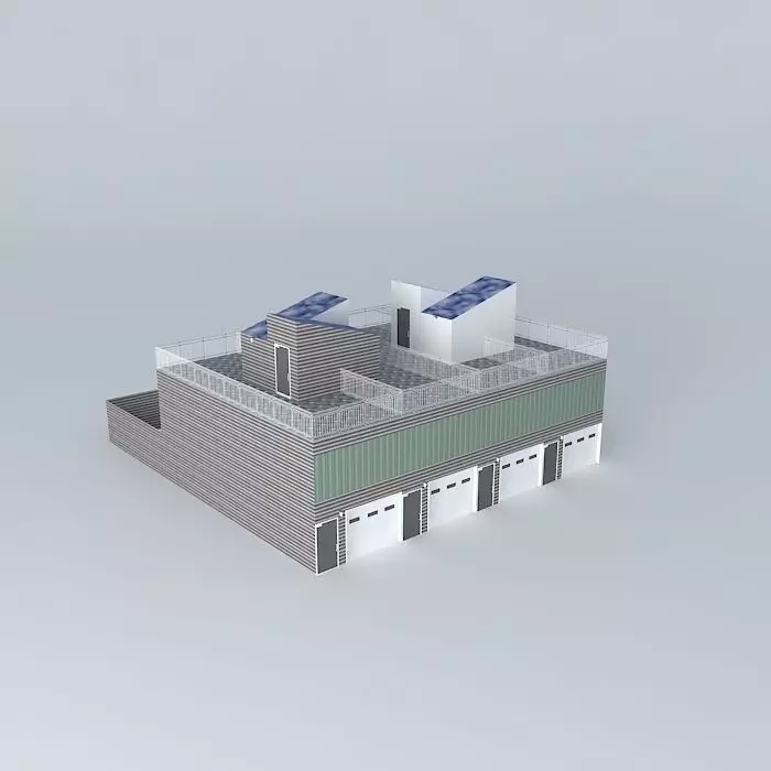 Quadplex building with solar panels on roof Free 3D model