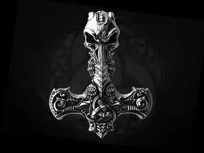 THOR Hammer Pendant with Odins Horn 3d Print Model 3D print model