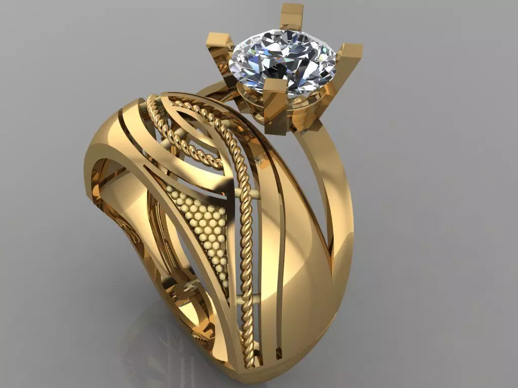 GC GOLD TW056- Diamond ring 3D print model
