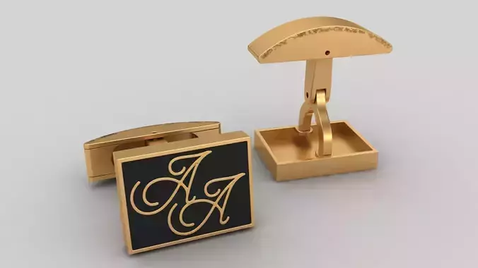 Double A Letter Gold Enamel Cufflinks