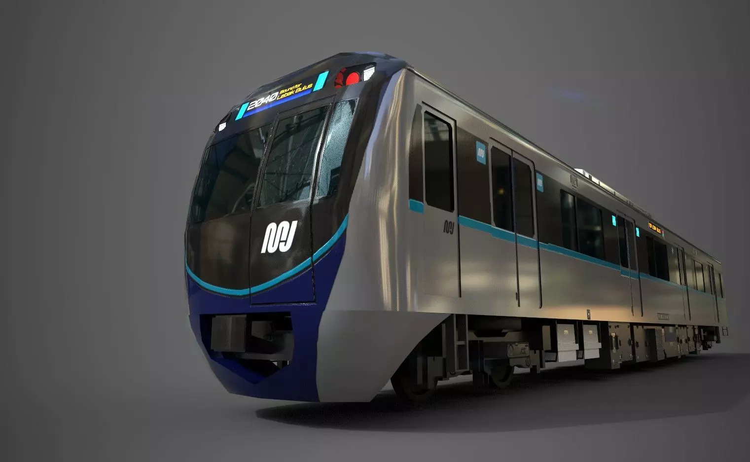 MRT Jakarta Train 3D Model AR VR Games Ready Low-poly 3D model_0