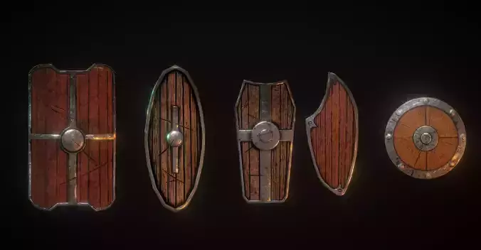Low poly Shield package Low-poly 3D model