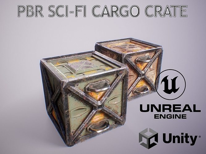 PBR Sci-Fi Cargo Crate Low-poly 3D model