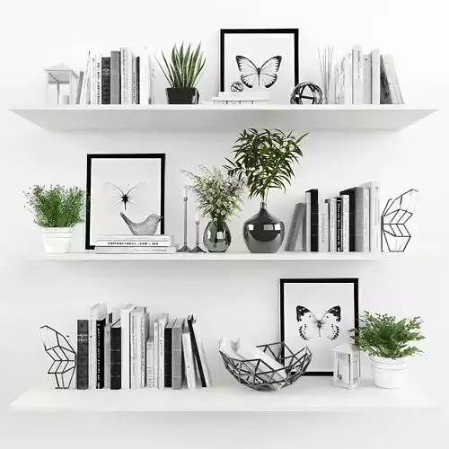 Decorative set shelves Low-poly 3D model