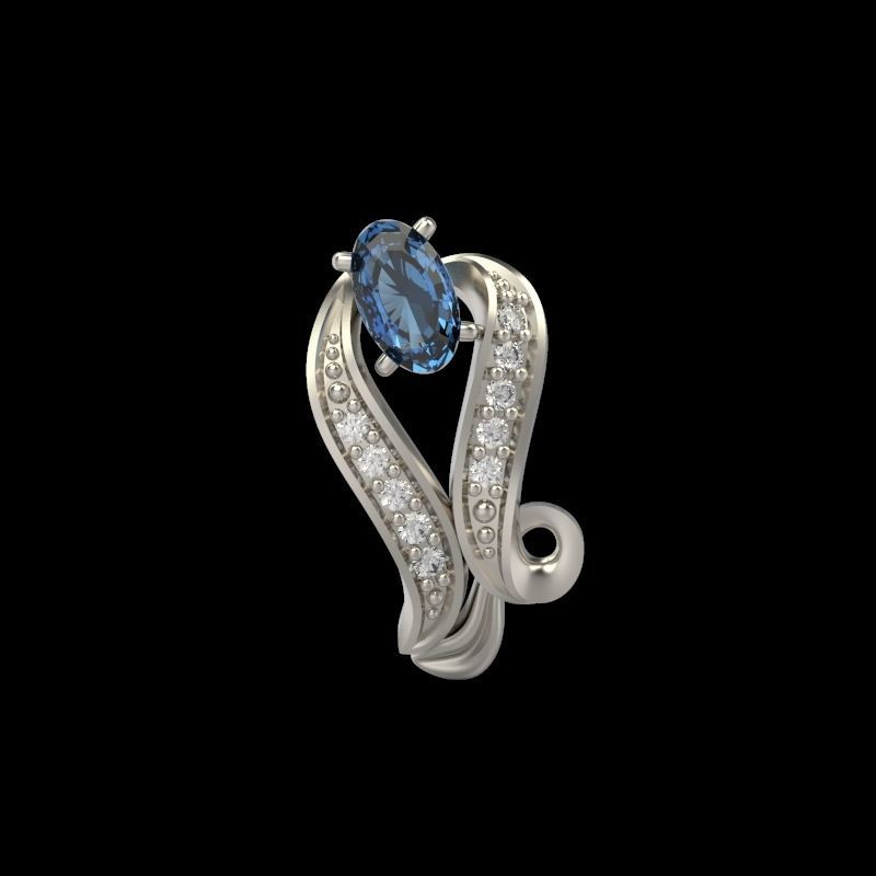 Women Earrings  with gems 3dm stl 3D print model 3D print model_11