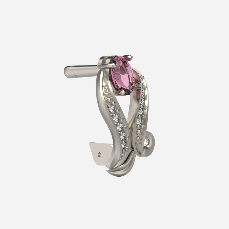 Women Earrings  with gems 3dm stl 3D print model 3D print model_15