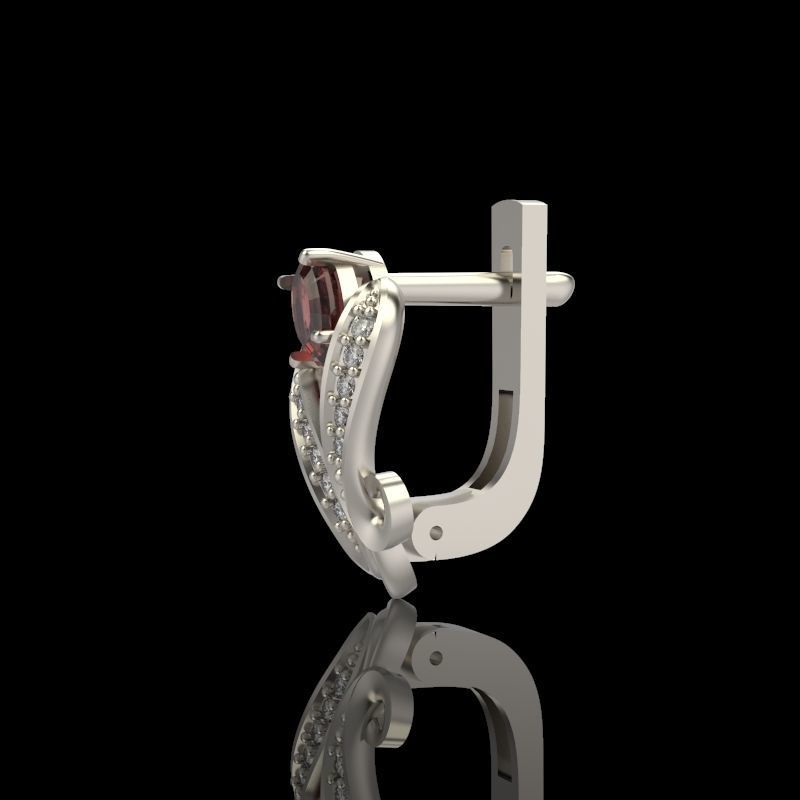 Women Earrings  with gems 3dm stl 3D print model 3D print model_3