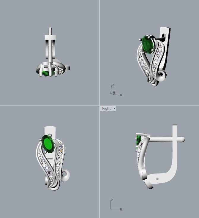 Women Earrings  with gems 3dm stl 3D print model 3D print model_20