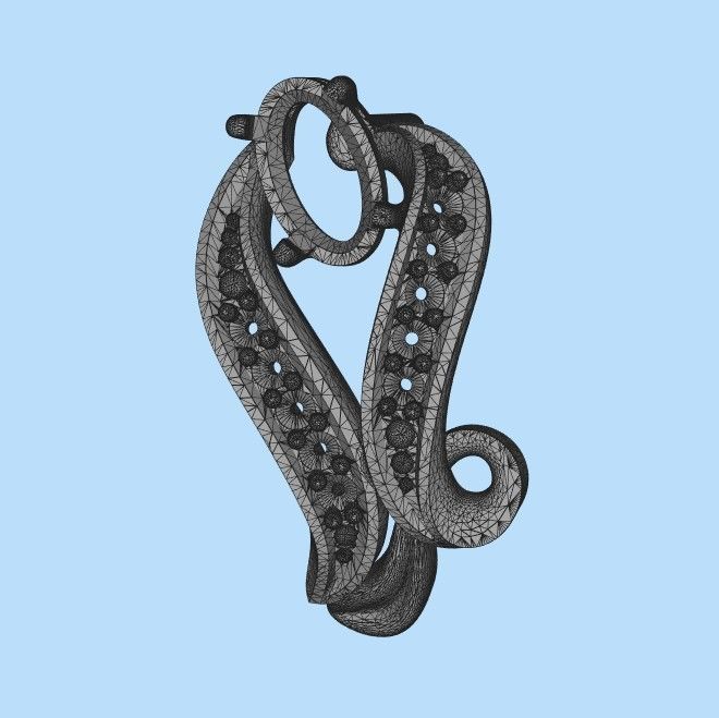 Women Earrings  with gems 3dm stl 3D print model 3D print model_28