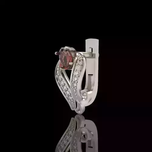 Women Earrings  with gems 3dm stl 3D print model 3D print model