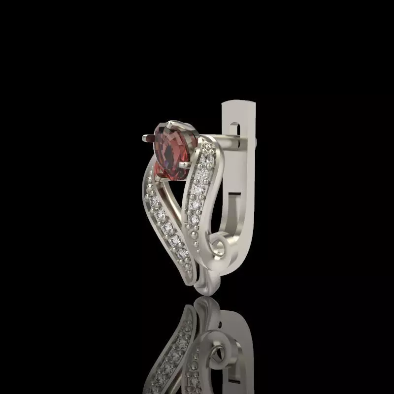 Women Earrings  with gems 3dm stl 3D print model 3D print model_0