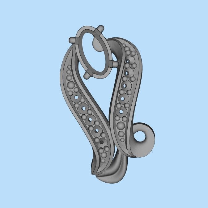 Women Earrings  with gems 3dm stl 3D print model 3D print model_29