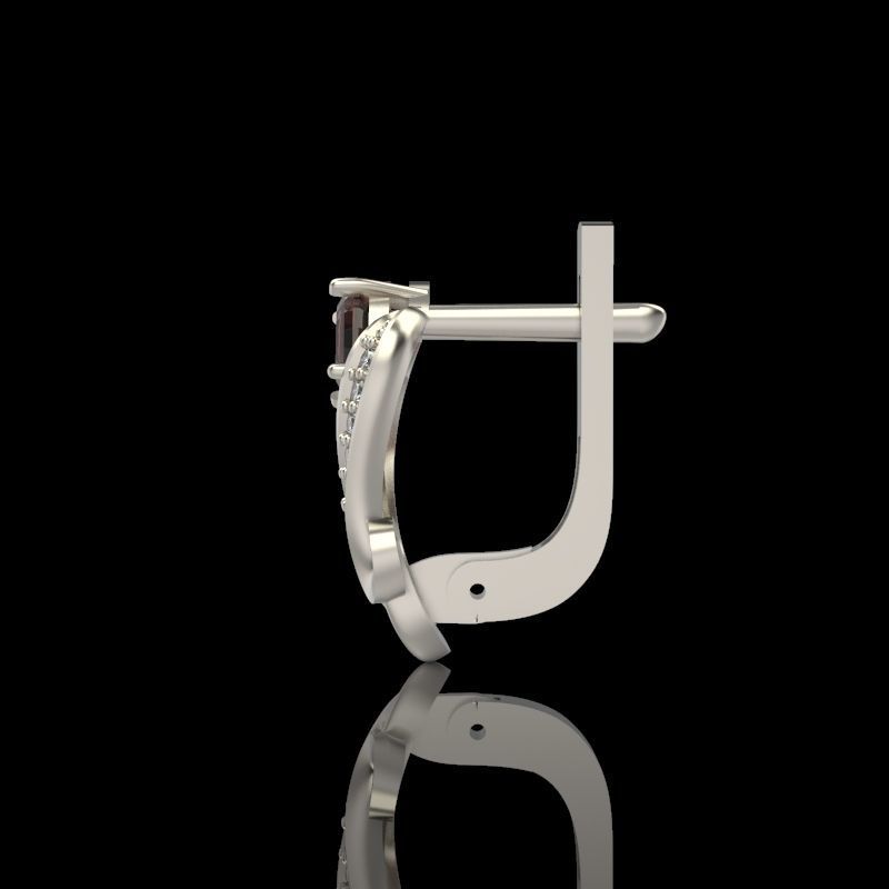 Women Earrings  with gems 3dm stl 3D print model 3D print model_4