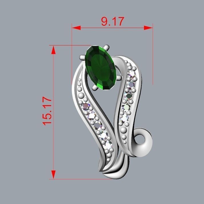 Women Earrings  with gems 3dm stl 3D print model 3D print model_23