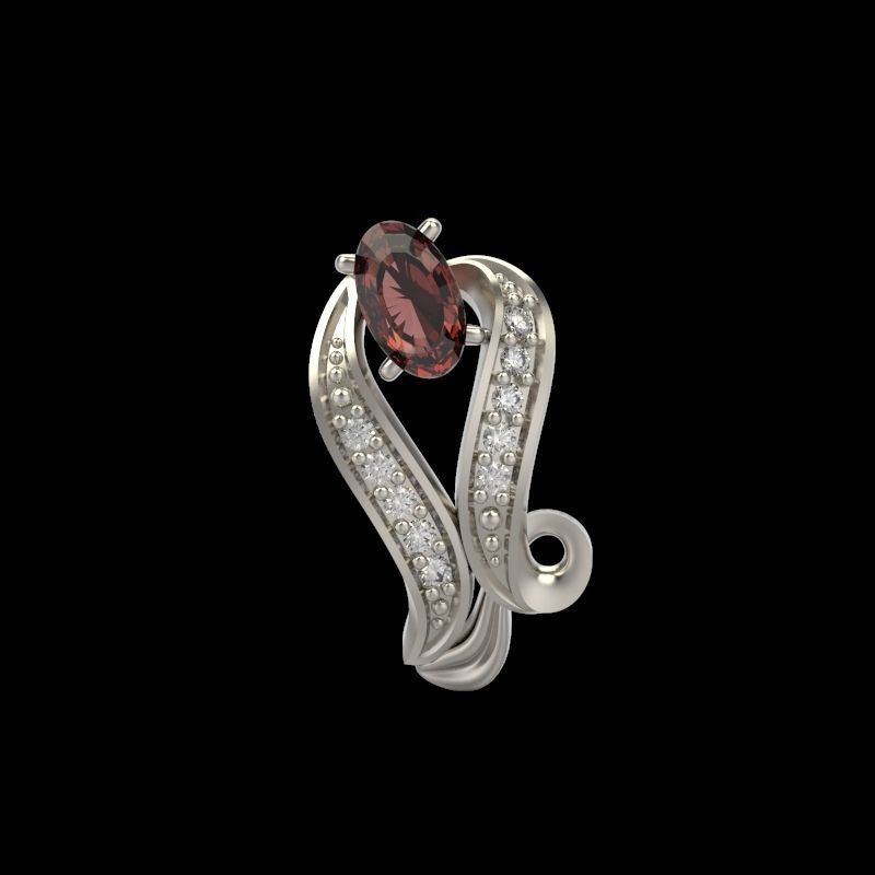 Women Earrings  with gems 3dm stl 3D print model 3D print model_6