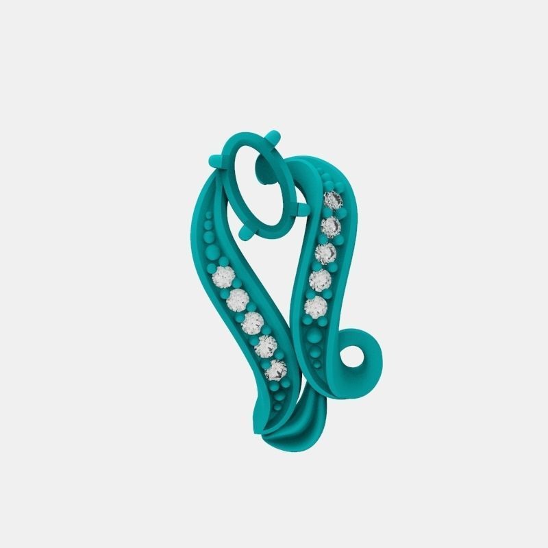 Women Earrings  with gems 3dm stl 3D print model 3D print model_19