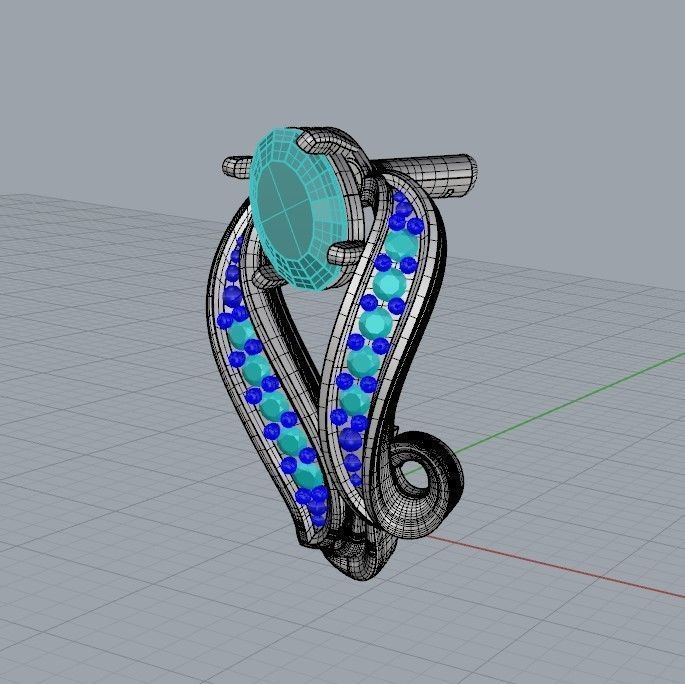 Women Earrings  with gems 3dm stl 3D print model 3D print model_25