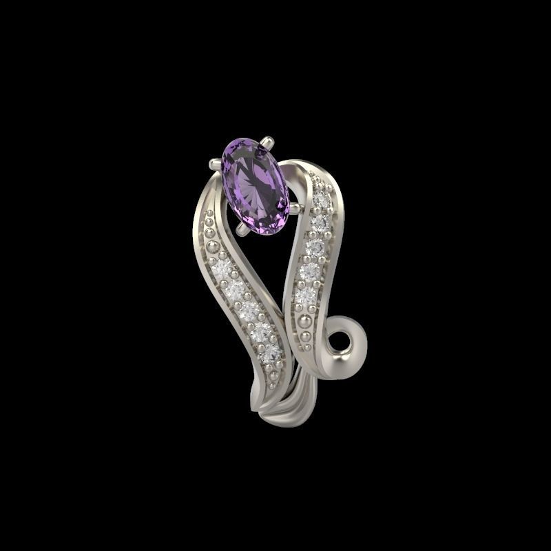 Women Earrings  with gems 3dm stl 3D print model 3D print model_9