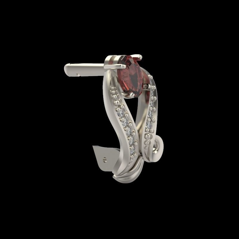 Women Earrings  with gems 3dm stl 3D print model 3D print model_7