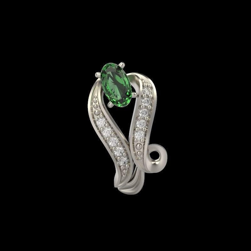 Women Earrings  with gems 3dm stl 3D print model 3D print model_10