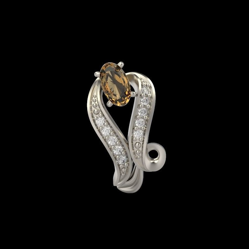 Women Earrings  with gems 3dm stl 3D print model 3D print model_12