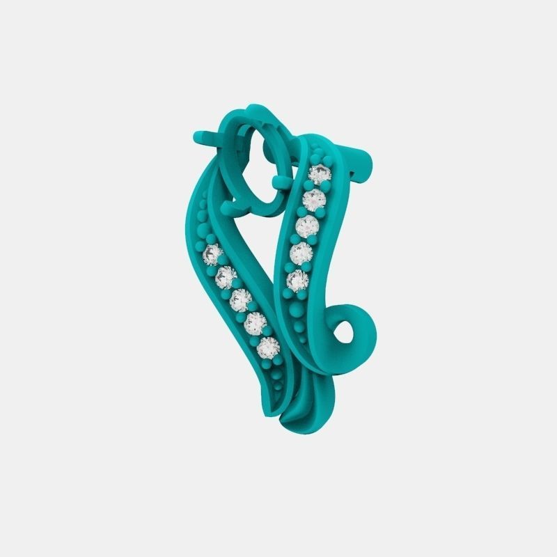 Women Earrings  with gems 3dm stl 3D print model 3D print model_16