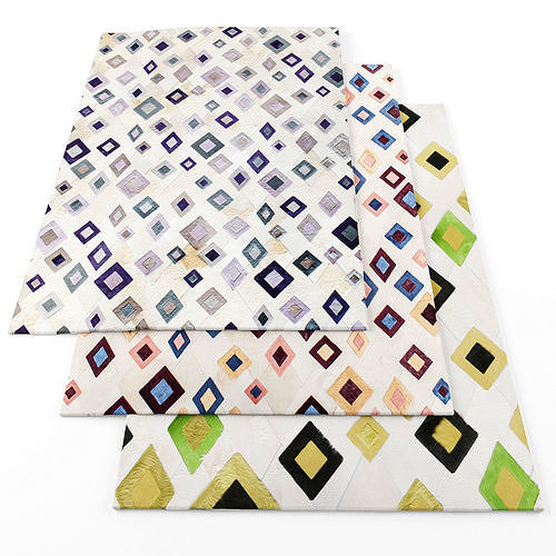 Rugs-540 three rugs with geometric patterns Low-poly 3D model
