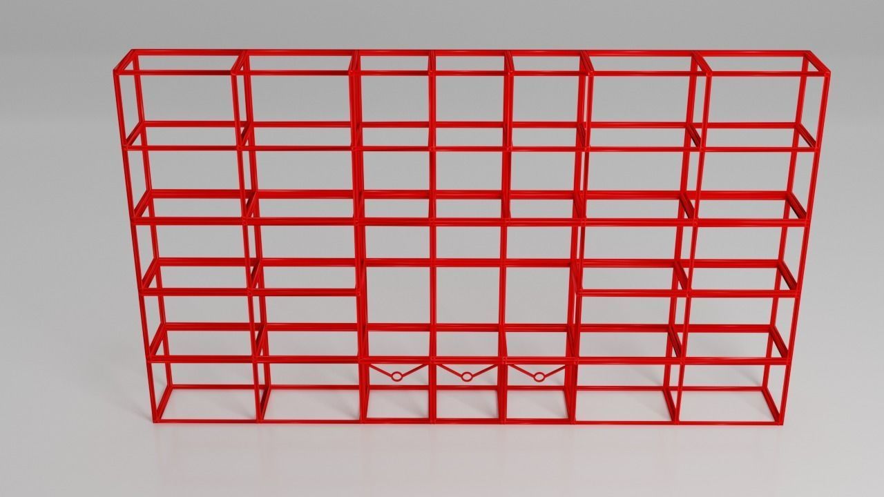 Black Shelf Low-poly 3D model_7