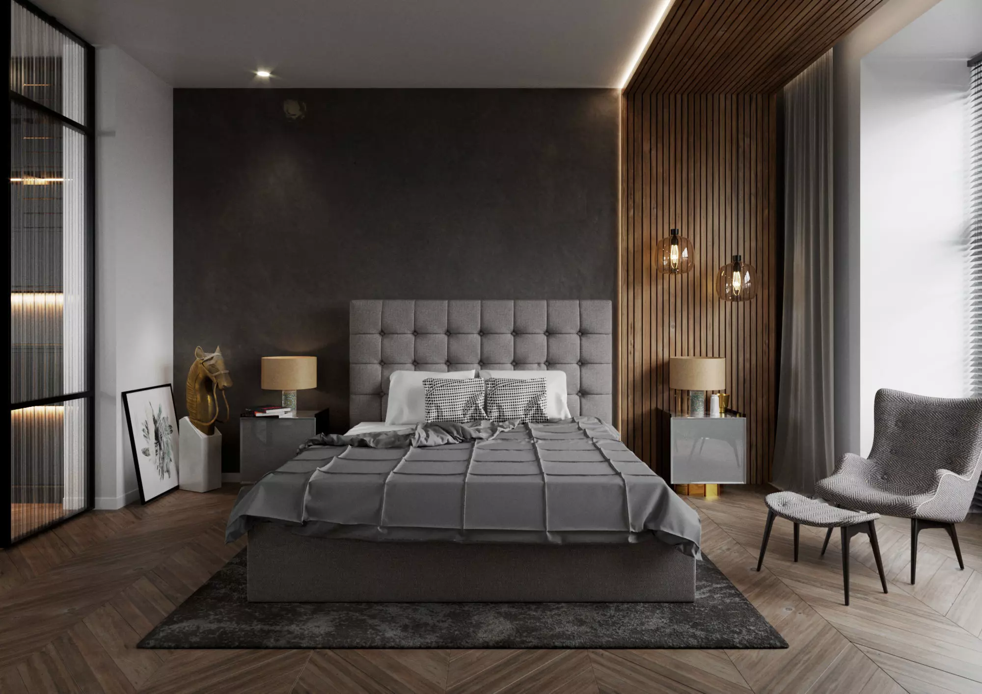 Bedroom Interior Cinema4D Corona 3D model_0