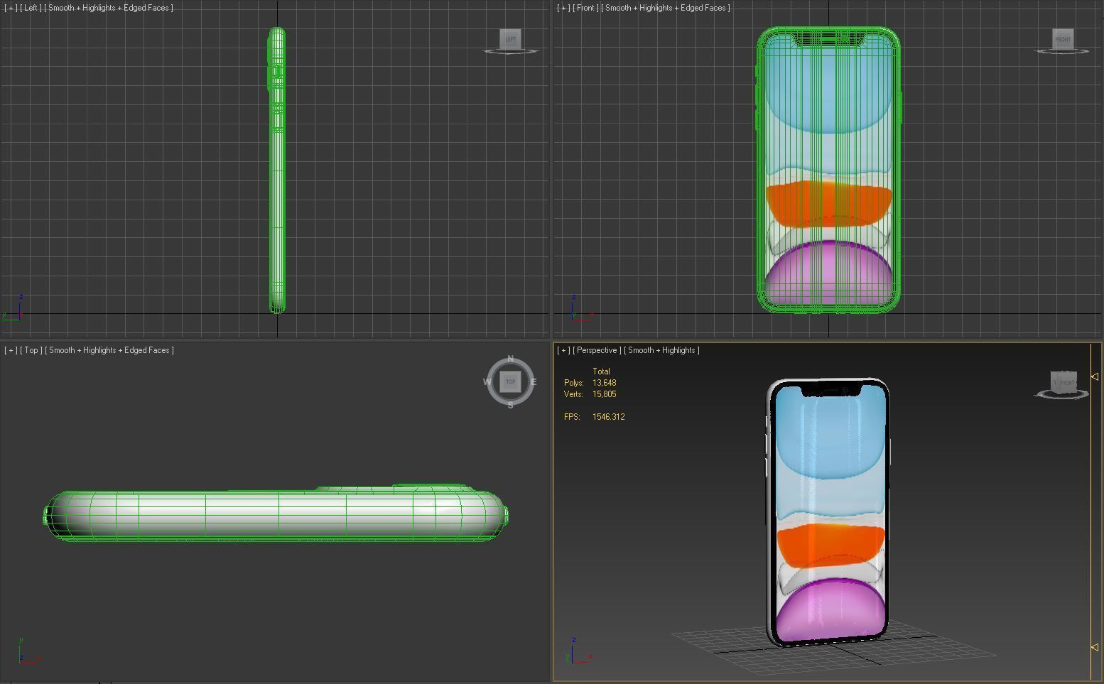 Apple iPhone 11 White Low-poly 3D model_20