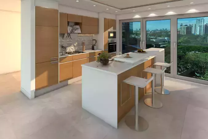 contemporary luxury  3d kitchen modal 